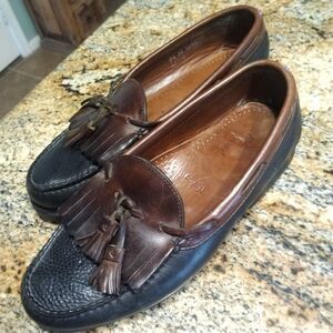 Allen Edmonds Nashua Mens Black Brown Leather Slip On Tassel Loafer Shoes 9.5 3E